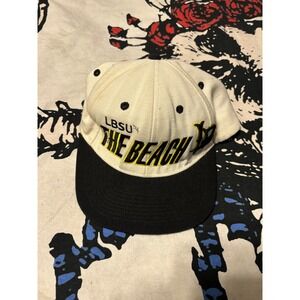 Vintage LBSU Long Beach State The Beach Snapback Hat Eclipse White Black Mens
